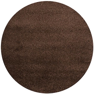 Santa Monica Shag Brown 7 ft. x 7 ft. Round Solid Area Rug
