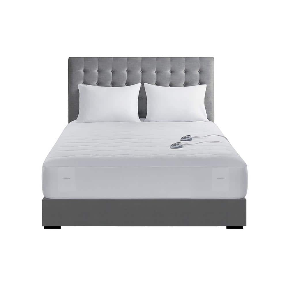 Twin White Plush Heated Mattress Pad