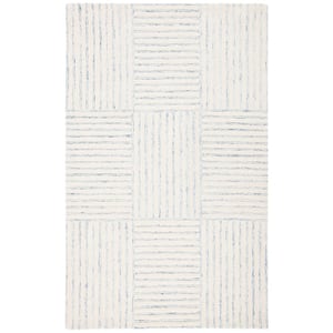 Metro Blue/Ivory Doormat 3 ft. x 5 ft. Striped Area Rug