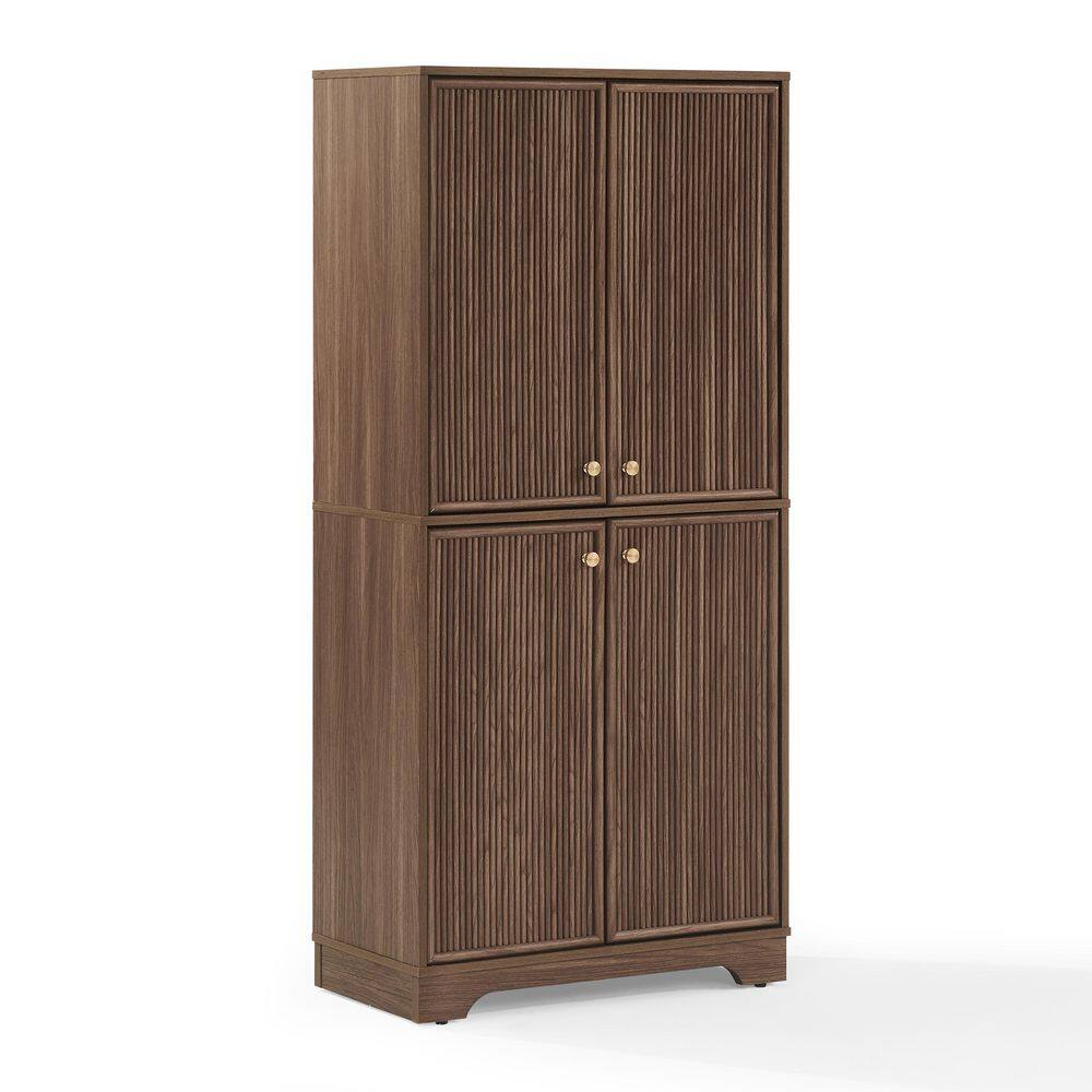 Naomi Walnut Wood 29.38 in. x 63.5 in. Pantry Cabinet