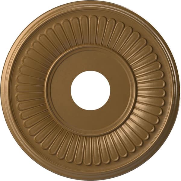 Ekena Millwork 16" O.D. x 3-1/2" I.D. x 1" P Berkshire Thermoformed PVC Ceiling Medallion (Fits Canopies up to 7"), Metallic Gold Rush