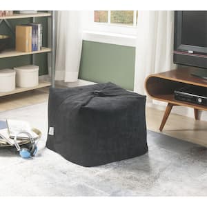 Magic Pouf Black Microplush Bean Bag Chair Convertible Ottoman/Floor Pillow