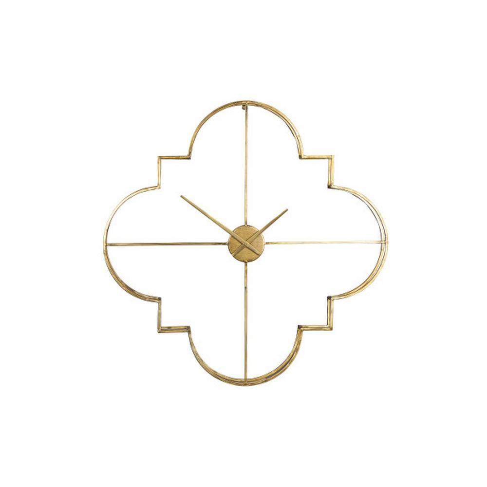 UPC 191009282334 product image for Storied Home Brass Finish Quatrefoil Shaped Metal Clock with Open Face | upcitemdb.com