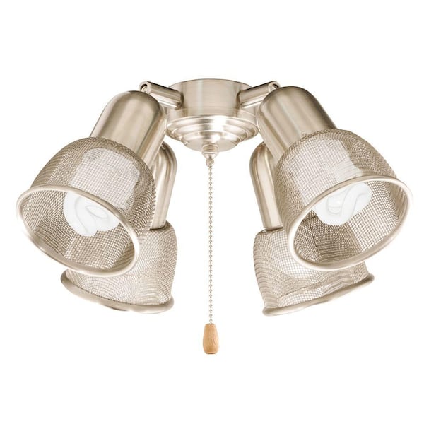 Illumine Zephyr 4-Light Brushed Steel Ceiling Fan Light Kit