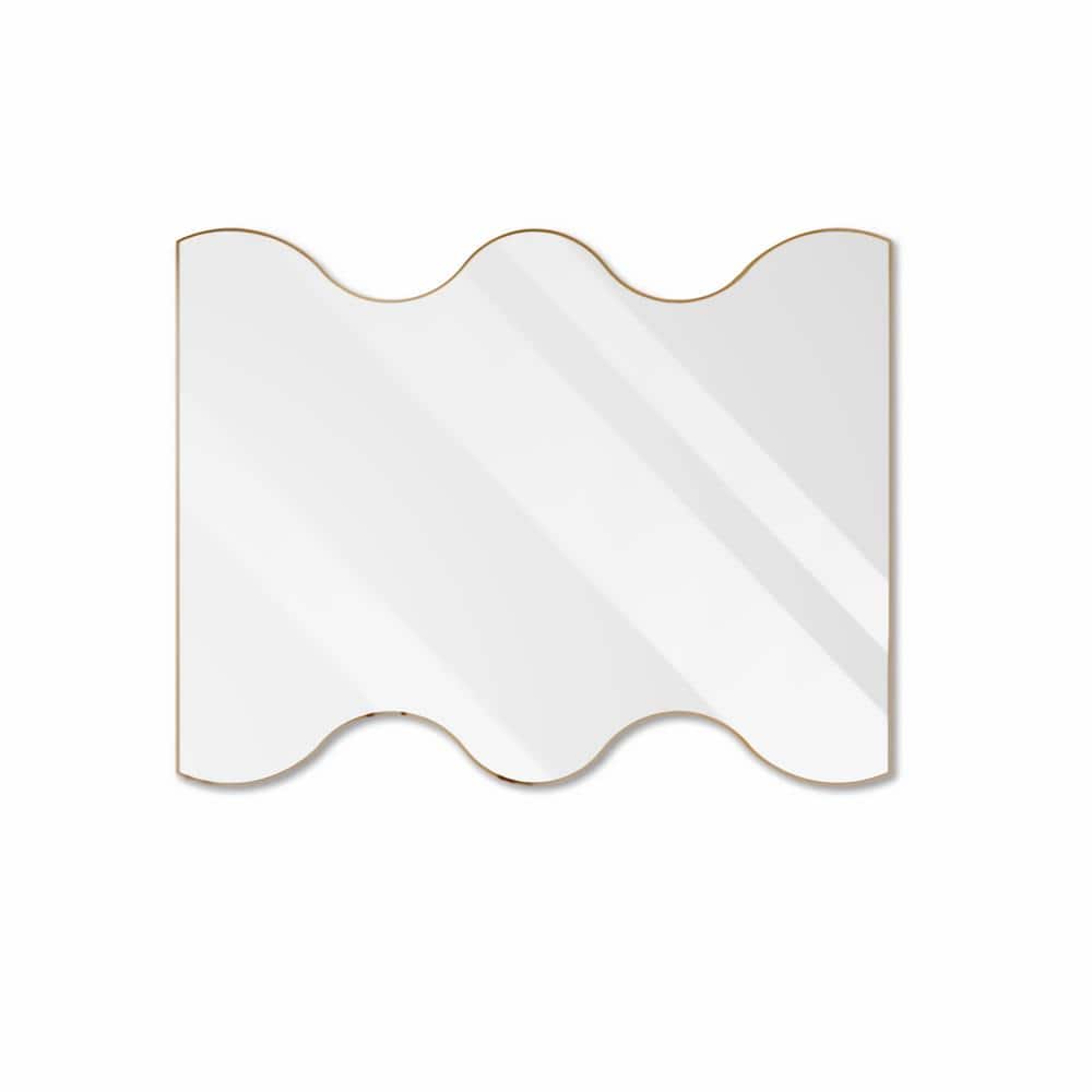 Golden 30 in. W x 35 in. H Rectangular Wall Mirror with Wavy Sides, Metal F