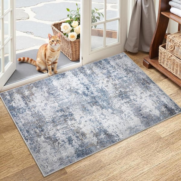 Morning Blue 2 ft. x 3 ft. Modern Abstract Area Rug