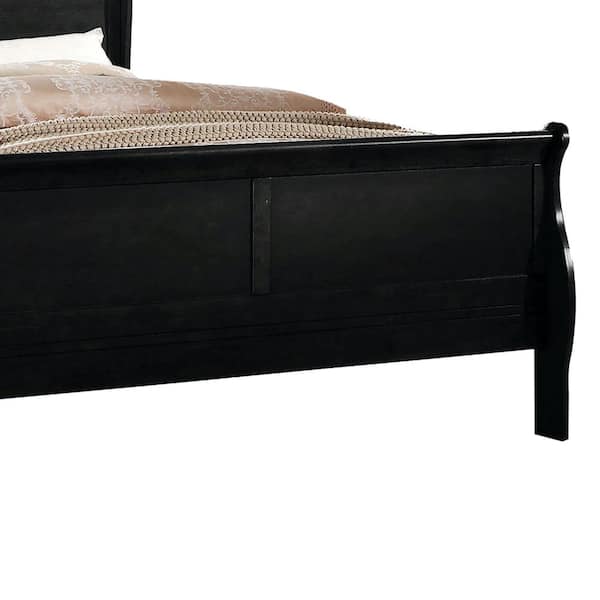 Benjara Modern Style Black Elegant, Black Upholstered Sleigh Bed Queen