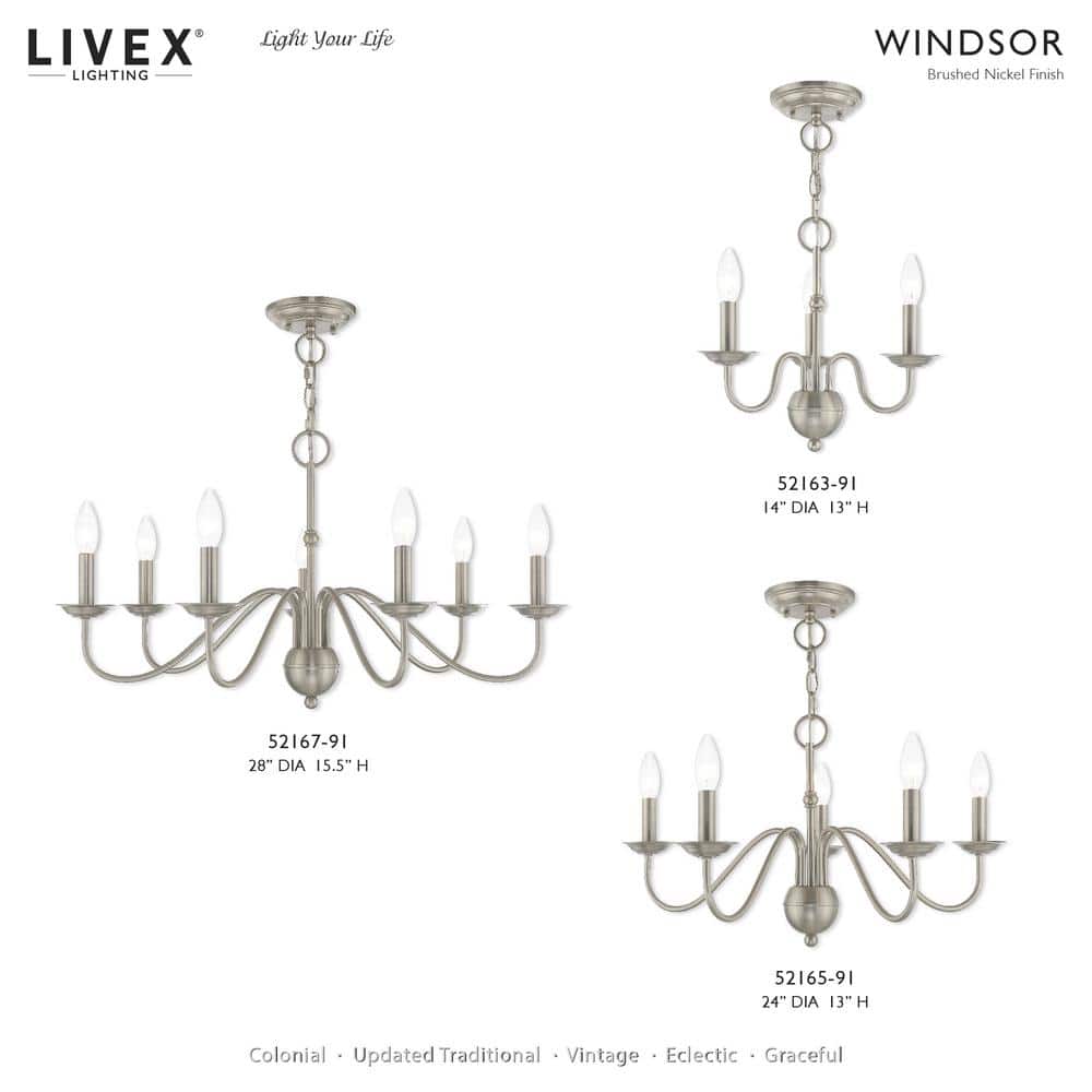 Elegant Windsor Brushed Nickel 7-Light Plug-in Chandelier