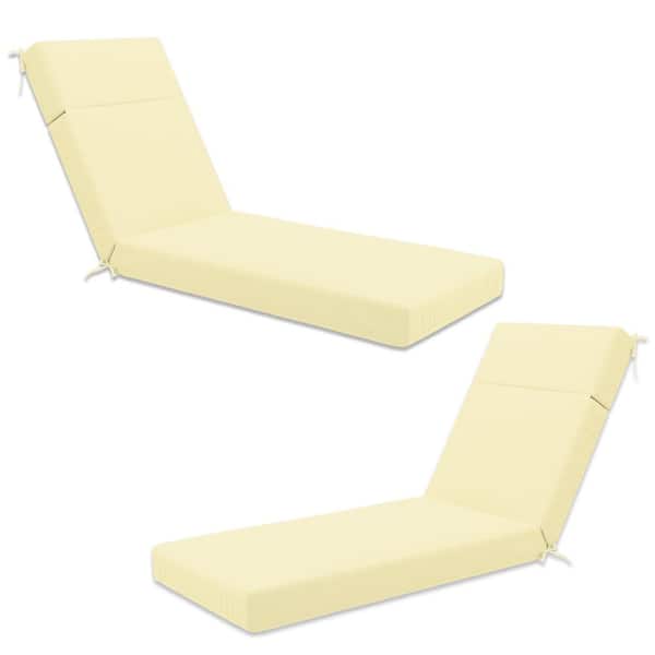 Kimunuk 80 in. x 26 in. x 4 in. (2-Pack) Outdoor Water-Resistant Replacement Chaise Lounge Seat Cushion Light Yellow