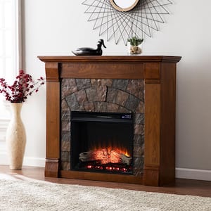 Vensa 45.5 in. Touch Panel Electric Fireplace in Brown