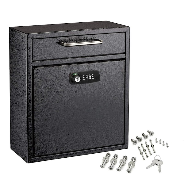 AdirOffice Medium Drop Box Wall Mounted Locking Mailbox Secure Drop Box ...