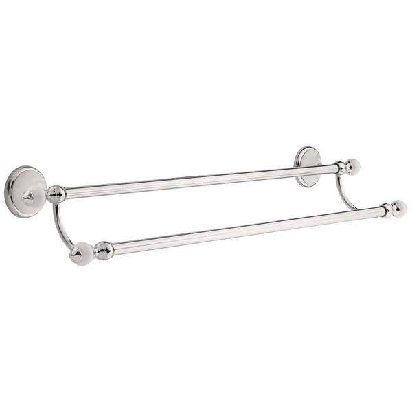 Delta Alexandria 24 in. Double Towel Bar in Chrome and White