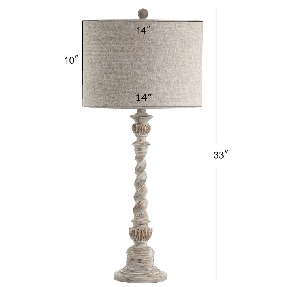 Regent 33" White Wash Rustic Resin Table Lamp with Linen Shade