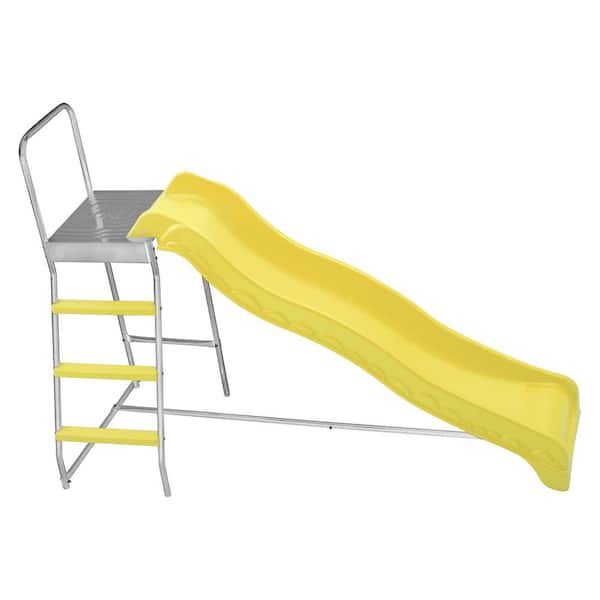 Upper Bounce 27 in. W x 72 in. D x 53 in. H Trampoline Step Ladder and Wave Slide Yellow