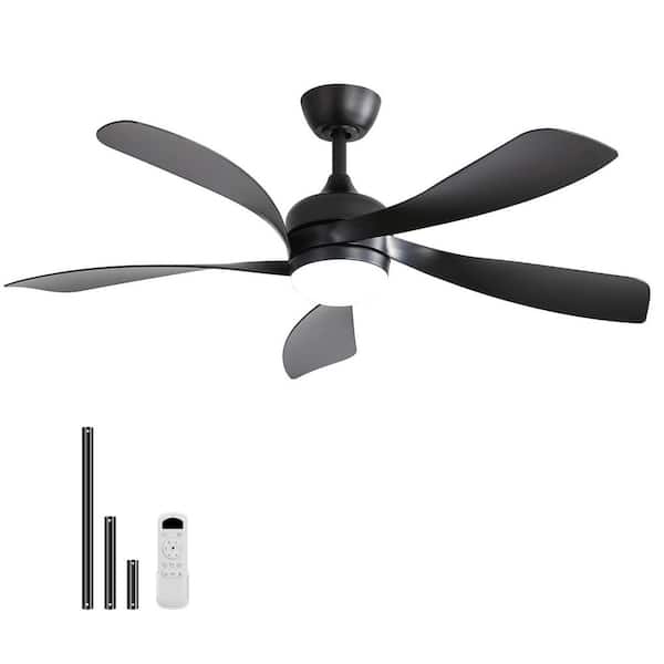 52 in. Indoor/Outdoor Integrated LED Black Ceiling Fan with Light, Remote and Reversible DC Motor for Living Room