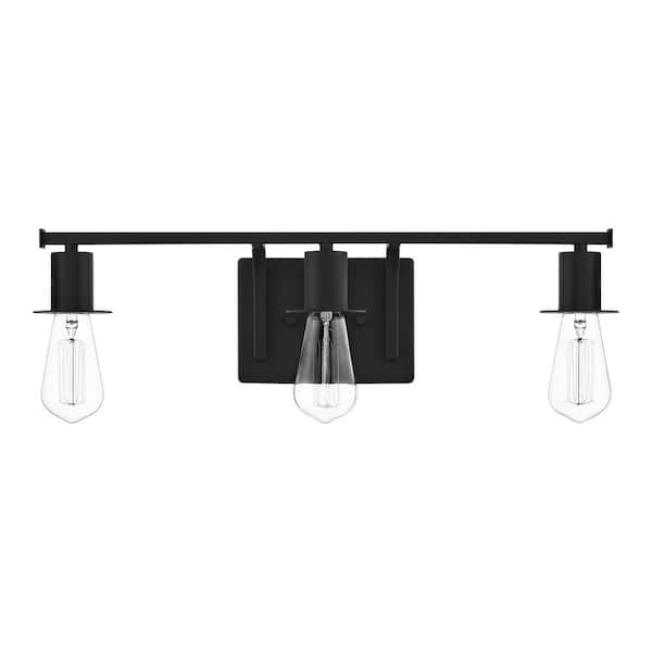 Home Decorators Collection Aldwynne 21.75 in. 3-Light Matte Black Bathroom Vanity Light