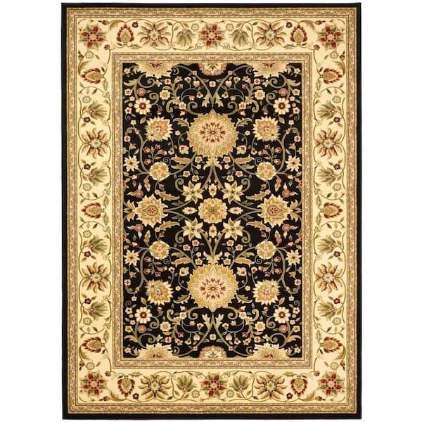 SAFAVIEH Lyndhurst Black/Ivory 9 ft. x 12 ft. Border Floral Antique Area Rug