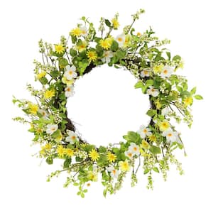 30 in. Artificial Daisy and Dogwood Wreath