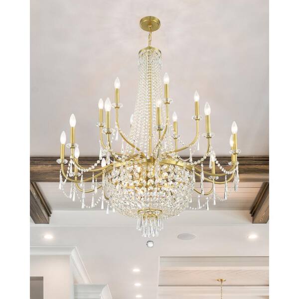 Crystorama Haywood 22-Light Aged Brass Chandelier with No