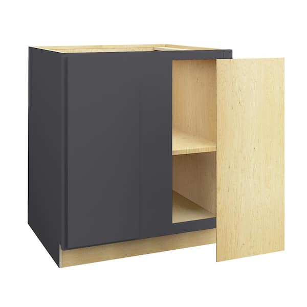 Home Decorators Collection Hargrove 30 in. W x 24 in. D x 34.5 in. H Assembled Plywood Base Blind Corner Kitchen Cabinet in Valiant Onyx Soft Close