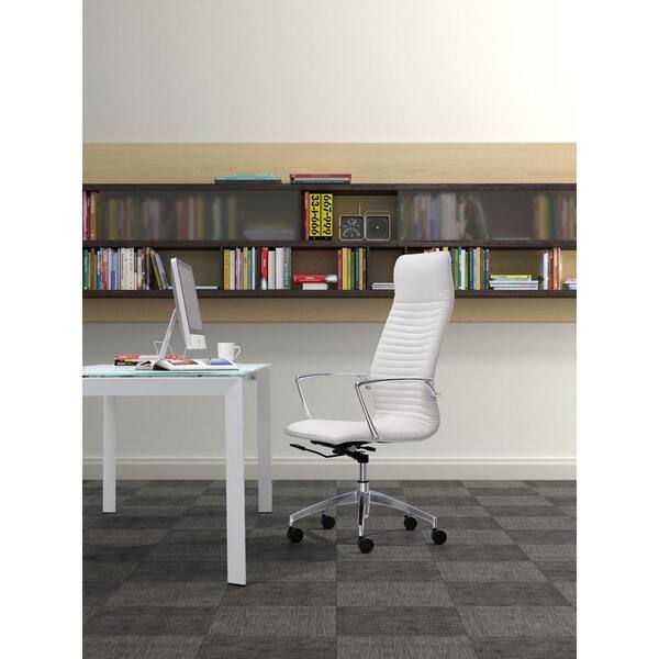 ZUO Lion White Leatherette High Back Office Chair