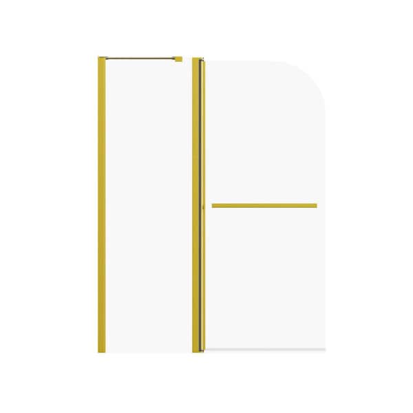 43 in. W x 58 in. H Folding Pivot Tub Door in Brushed Gold w/ 1/4 in. Thick Clear Tempered Glass,Stainless Steel Handle