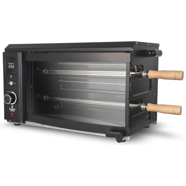 2-Skewer Brazilian Rotisserie Portable Electric Grill in Black