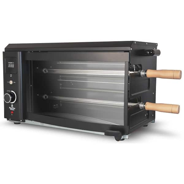 BRAZILIAN FLAME 2-Skewer Brazilian Rotisserie Portable Electric Grill in Black