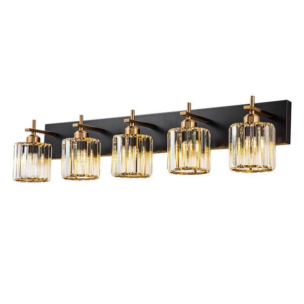 EDISLIVE Orillia 35.4 in. 5Light Black and Gold Bathroom Vanity Light