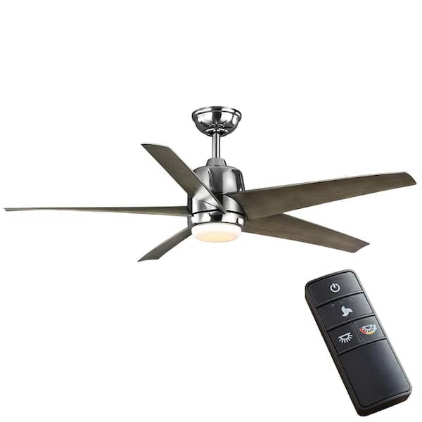 Hampton Bay Mena 54 in. Color Changing Integrated LED Indoor/Outdoor Polished Nickel Ceiling Fan with Light Kit and Remote