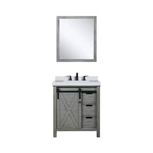 Marsyas 30 in W x 22 in D Ash Grey Bath Vanity, White Quartz Countertop, Faucet Set and 28 in Mirror