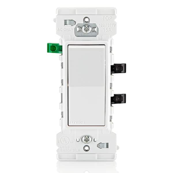 Leviton - Decora Lever Edge 15 Amp 120/277 Volt Single Pole Switch, White (1-Pack) E5601-SW