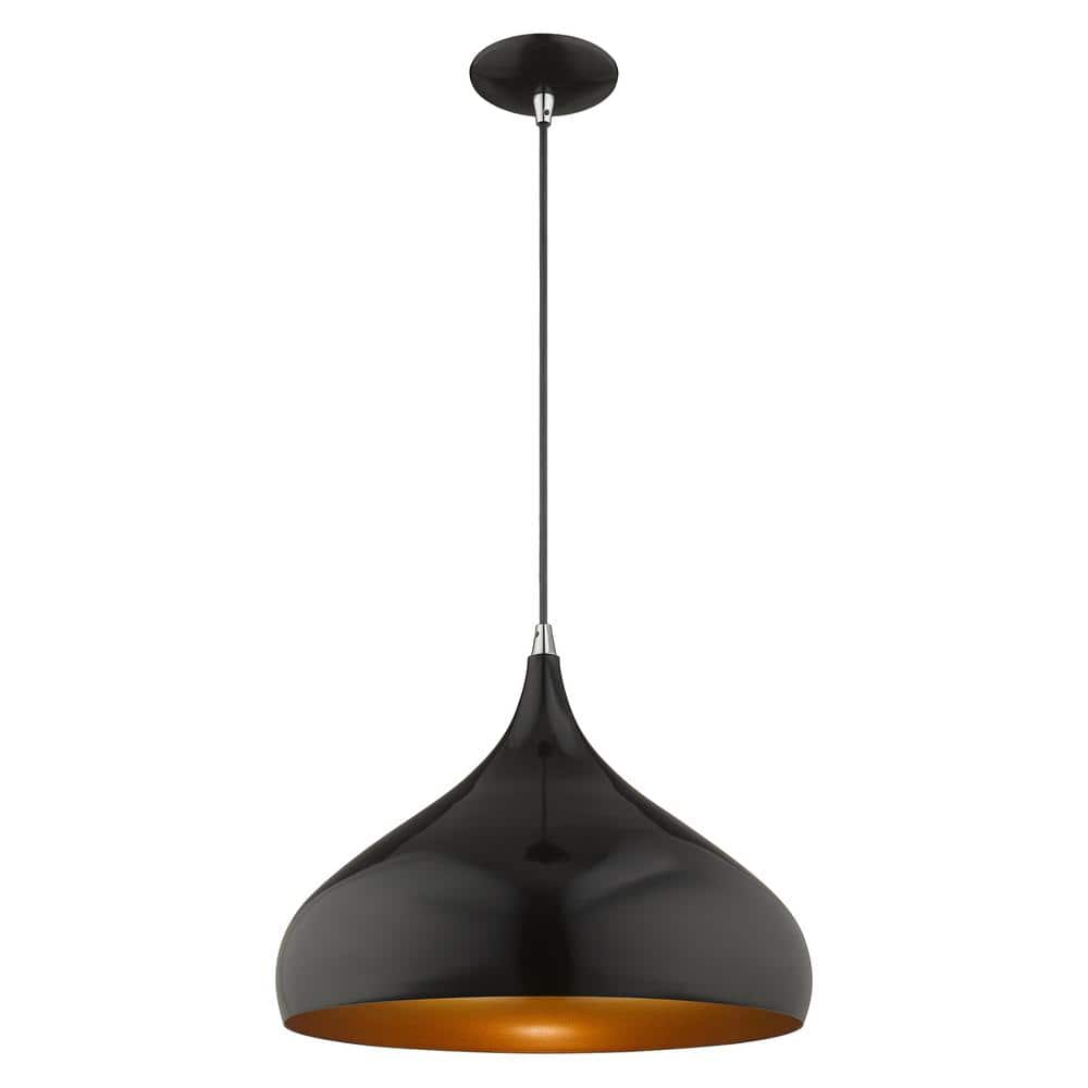Shiny Black and Gold Mini Pendant Light