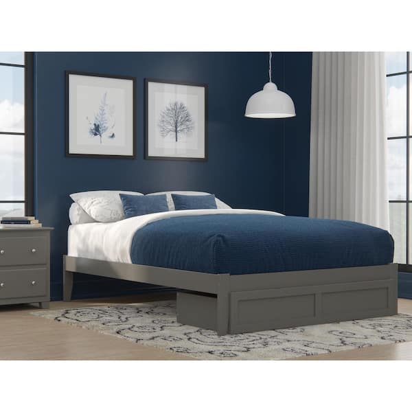 AFI Colorado Grey Queen Solid Wood Storage Platform Bed with Foot Drawer and USB Turbo Charger