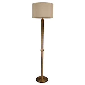 Blythe 61.5 in. Brass Floor Lamp with Faux Silk Shade
