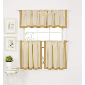 Gold Border Rod Pocket Room Darkening Curtain - 30 in. W x 24 in. L (Set of 2)