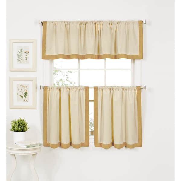 Elrene Gold Border Rod Pocket Room Darkening Curtain - 30 in. W x 36 in. L (Set of 2)
