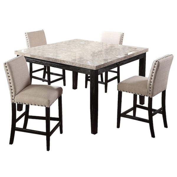 Best Master Furniture Shantanu 5-piece Antique Black Square Counter Height Dining Set