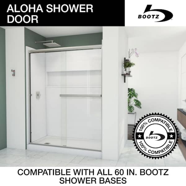 Bootz Aloha 56-60 in. W x 70 3/8 in. H Semi-Frameless Sliding Shower Door in Matte Black