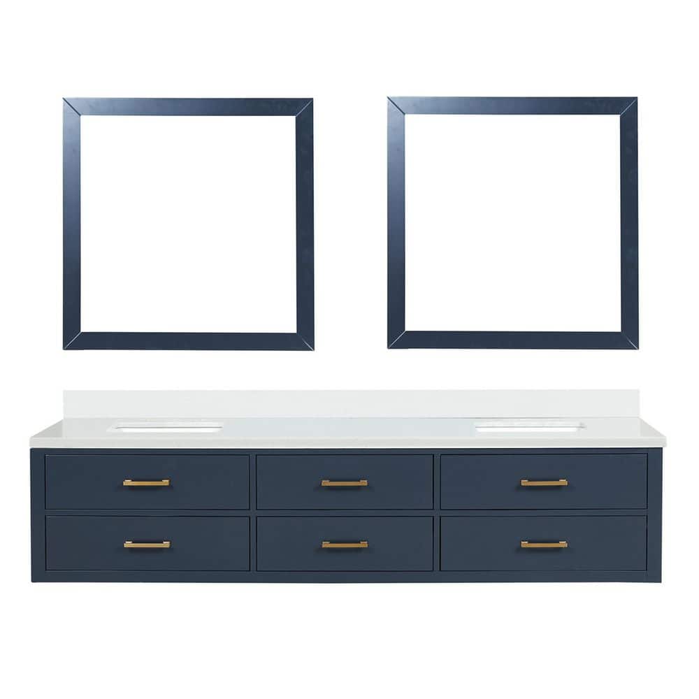 Sherman 84 in W x 22 in D Blue Double Bath Vanity with Cultured Marble Top, and 36 in Mirror price history on PriceWatchPro