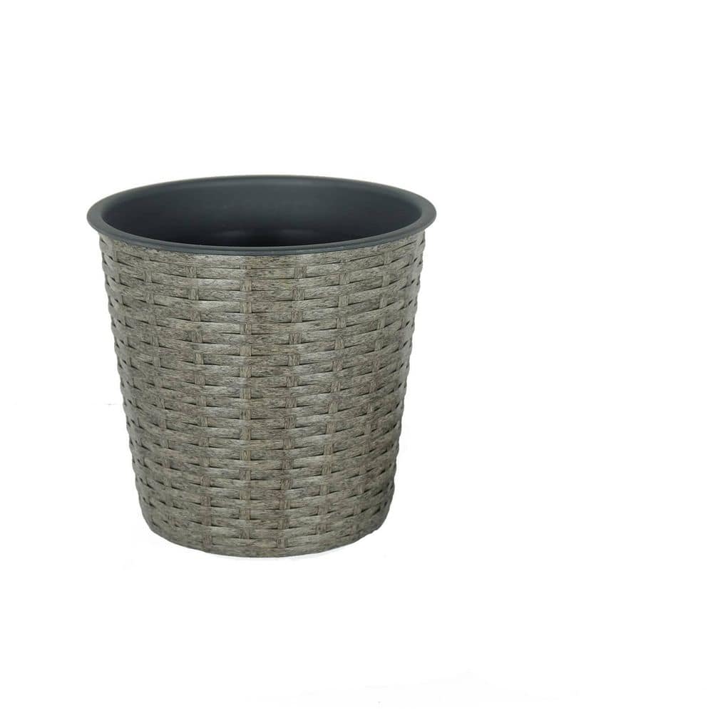 10.2 in. Self-watering Plastic Wicker Decor Planter for Indoor and Outdoor - Round - Grey price history on PriceWatchPro