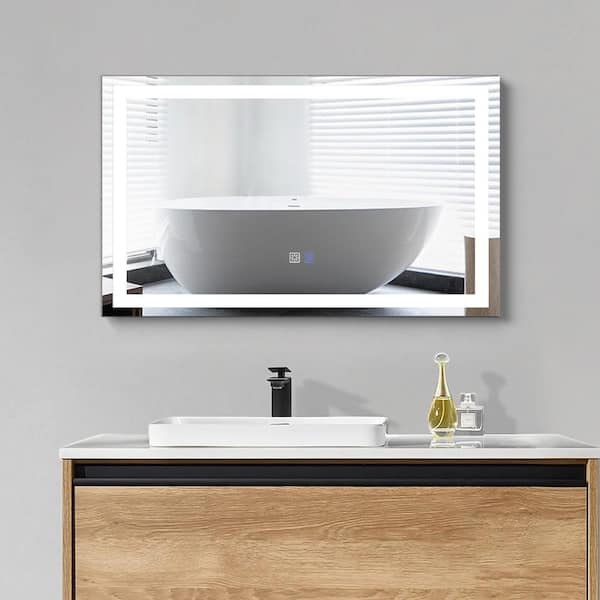 Maincraft 40 in. W x 24 in. H Rectangular Frameless LED Light Wall Mounted Bathroom Vanity Mirror in White