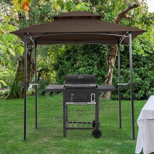 Amucolo 8 ft. x 5 ft. Brown Grill Gazebo Replacement Canopy