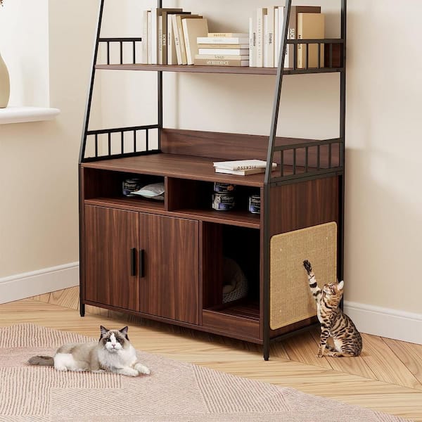 ALLOSWELL Litter Box Enclosure, Hidden Cat Washroom, Wooden Cat