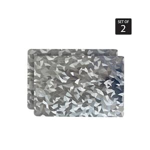Metallic Leaf 18 in. x 12 in. Grays Vinyl Placemats (Set of 2)