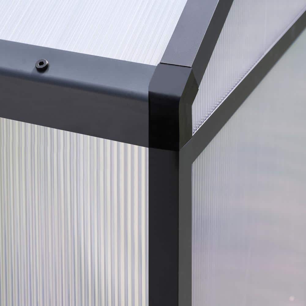 6' x 8' Gray Polycarbonate Walk-In Greenhouse with Aluminum Frame