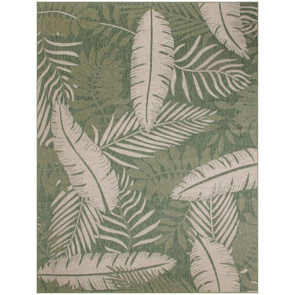 Nourison Garden Oasis Green Ivory 8 ft. x 10 ft. Nature-inspired Contemporary Area Rug