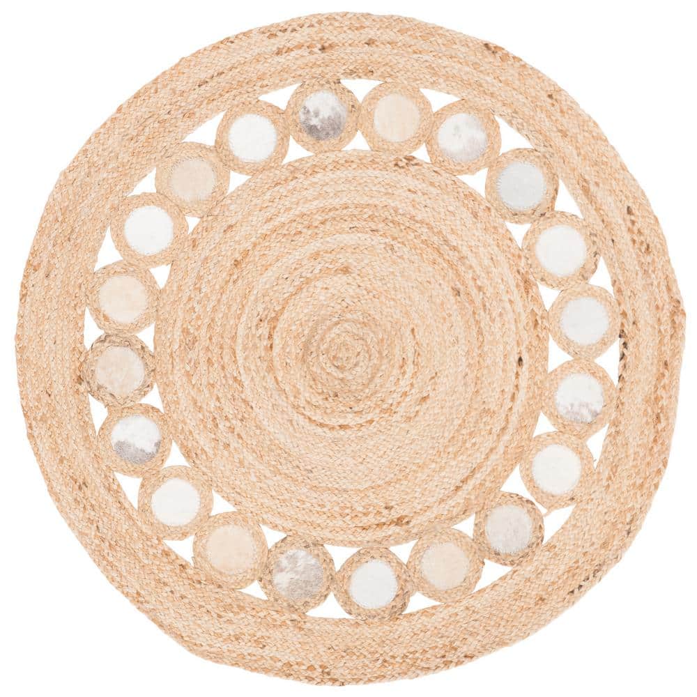 Natural Fiber Beige/Gray Doormat 3 ft. x 3 ft. Round Solid Area Rug price history on PriceWatchPro