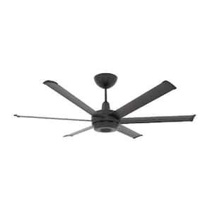 es6 - Smart Indoor Ceiling Fan, 60" Diameter, Black, Universal Mount with 7" Ext Tube - with Chromatic Uplight LED