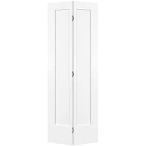 30 in. x 80 in. 1-Panel Lincoln Park Hollow Core Ultra Pure White Molded Composite Bi-Fold Door